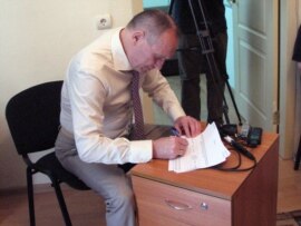 Uladzimer Nyaklyaeu (pictured) competed against incumbent Belarus President Alyaksandr Lukashenka in an election in December that sparked major protests.