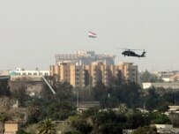 Helicopters fly over the Green Zone after today's bombing (epa)