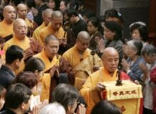 China – Religion / Buddhism – Buddhist monks process to the Guangji Temple, Beijing, 15 May 2005. (Size: 220x155.)