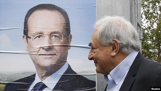 Former IMF head Dominique Strauss-Kahn arrives at a polling station in the first round of the 2012 French presidential election in Sarcelles on April 22.