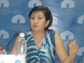 Zabila Mataeva, mother of the slain woman, at a press conference on August 5