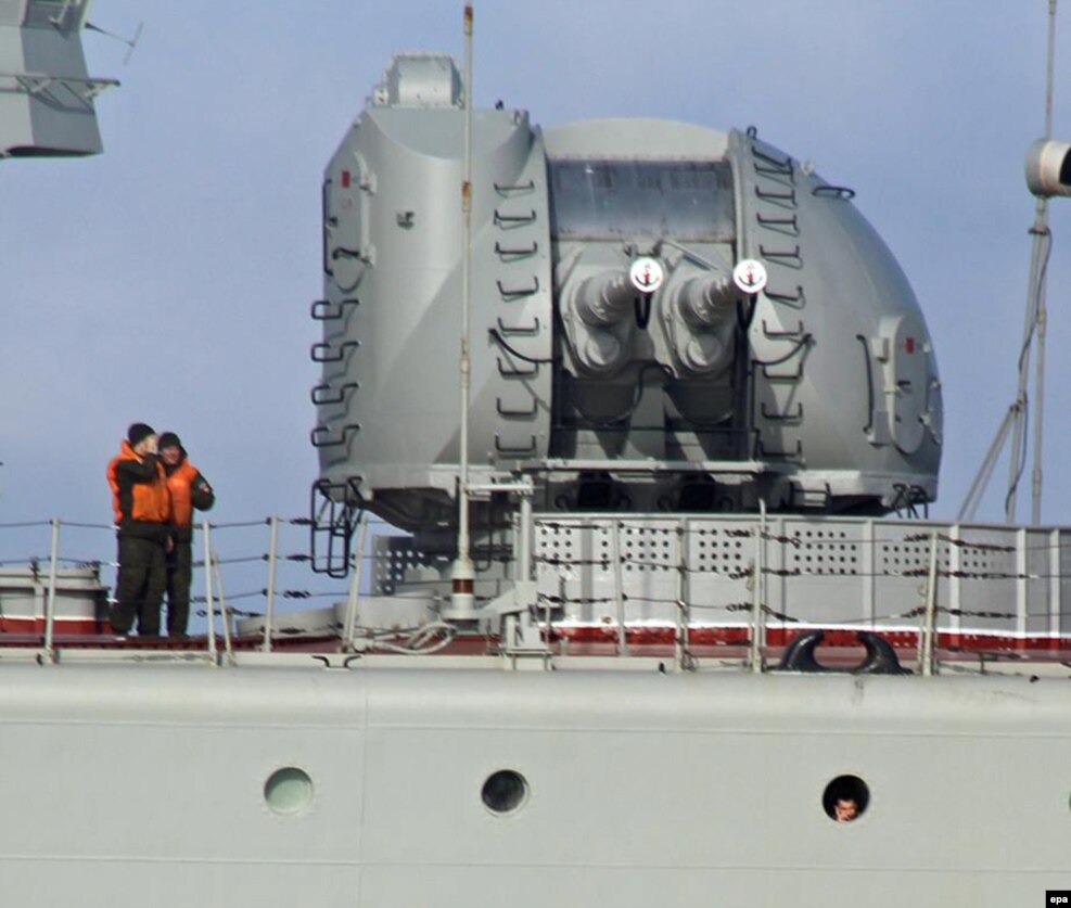The Admiral Kuznetsov is extremely heavily armed for an aircraft carrier. Along with various heavy guns and antisubmarine missiles, it is equipped with 12 launchers capable of firing nuclear-armed missiles.