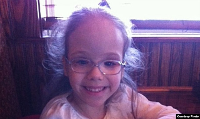 Five-year-old Polina on one of her first days in the United States.
