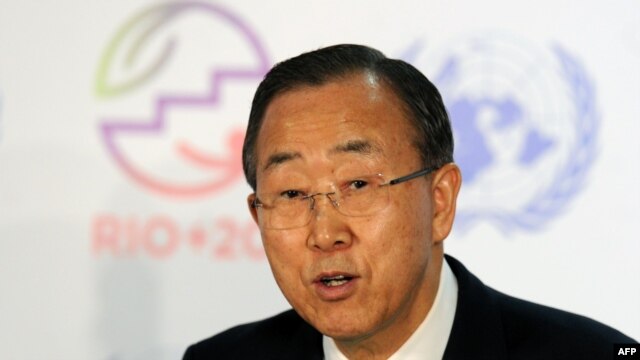 UN Secretary-General Ban Ki-Moon urges world leaders to commit to sustainable development at the Rio+20 summit in Brazil.