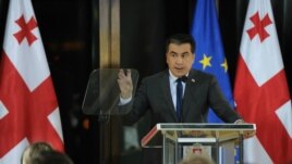 MIkheil Saakashvili gjatë fjalimit vjetor në zyrën e tij në Tbilisi
