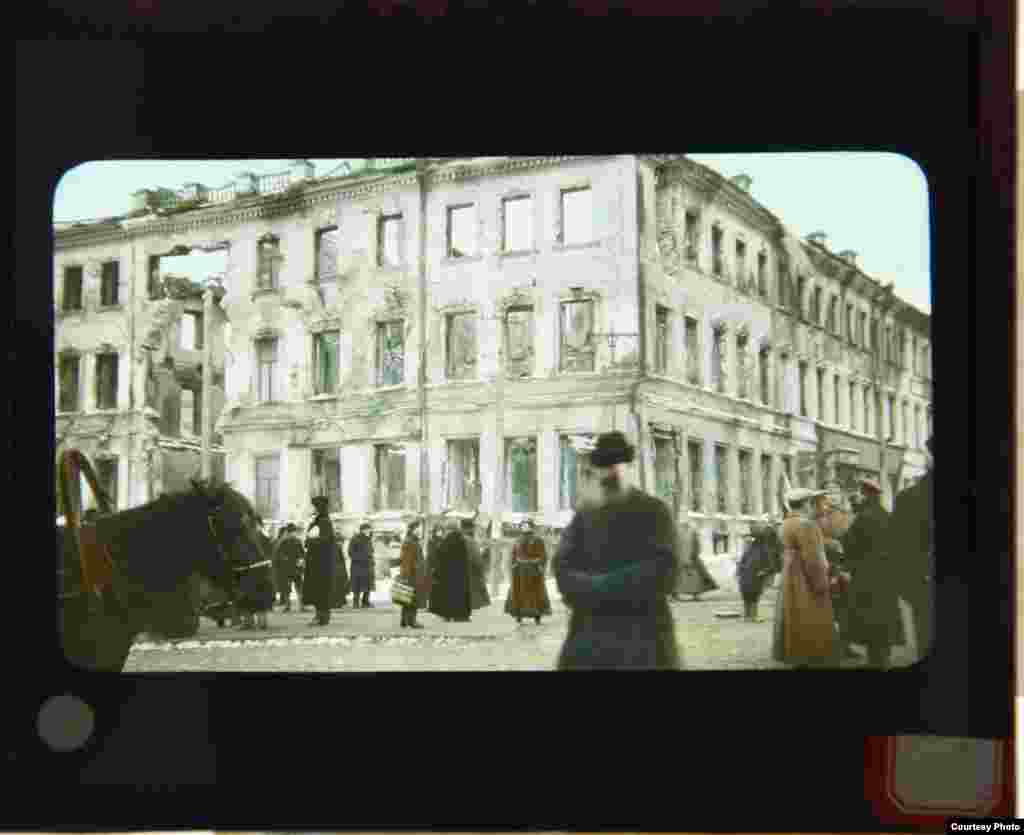 A ruined building in Moscow