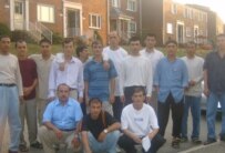Some of the 41 returnees in Pittsburgh hours before they departed for their homeland early on August 24 (RFE/RL)