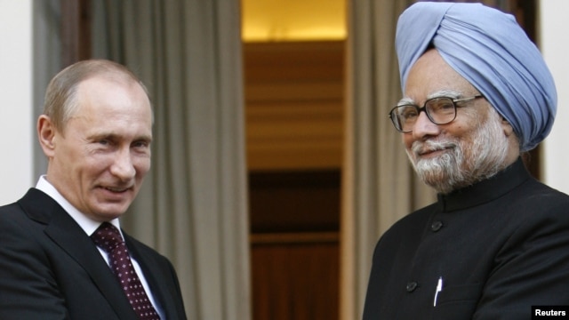 Indian Prime Minister Manmohan Singh (right) with Russian President Vladimir Putin earlier this year. 