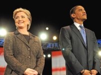 U.S. Senators Hillary Clinton and Barack Obama at a debate in February (file photo) (epa)