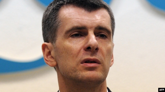 Mikhail Prokhorov at his press conference in Moscow on December 12