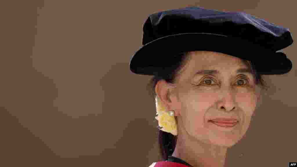 <b>Aung San Suu Kyi, opposition politician, Burma. Freed.</b> Suu Kyi has spearheaded the pro-democracy movement in Burma (aka Myanmar) for more than two decades. She spent some 15 years under house arrest between 1989 and her release in 2010. She won a seat in parliament this year following reforms introduced by Burma's military rulers. In November, she received U.S. President Barack Obama at her home during his historic visit to Burma. Her tireless campaign for democracy has earned her numerous awards, including the 1991 Nobel Peace Prize.