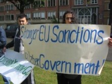 Uzbekistan -- Picket on the anniversary of Andijon bloodshed, Uzbek embassy in Brussels, 13May2007