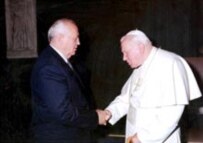 Pope John Paul II greets Gorbachev in November 2000