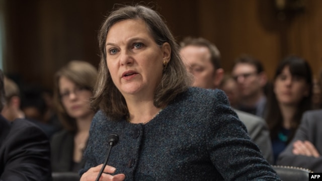 Assistant Secretary Of State For European And Eurasian Affairs Victoria Nuland appears before a hearing  on "U.S. Policy In Ukraine: Countering Russia and Driving Reform" in Washington on March 10. 