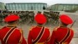 Georgian soldiers march at the military base of Vaziani outside Tbilisi during a farewell ceremony marking their departure to Afghanistan to take part in NATO's Resolute Support mission on March 24.