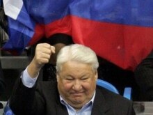 Russia -- Former president Boris Yeltsin, at the Davis Cup tennis match in Moscow, 03Dec2006