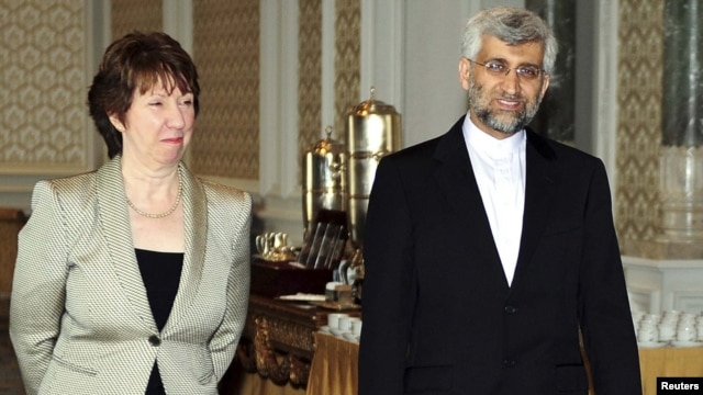 Catherine Ashton (left) and Said Jalili arrive for talks in Istanbul, which she later described as "disappointing."