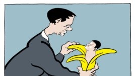 A caricature by Predrag Koraksic Corax, "Bananijada," on the Saric affair.