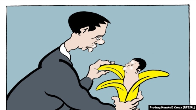 A caricature by Predrag Koraksic Corax, "Bananijada," on the Saric affair.