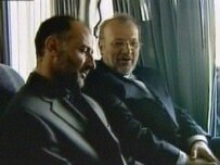 Iranian diplomat Jalal Sharafi (left) returning to Tehran from Iraq on April 3 (AFP)