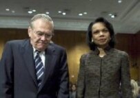 U.S. Secretary of Defense Donald Rumsfeld (left) and Secretary of State Condoleezza Rice pictured at a congressional hearing in December (file photo) (epa)