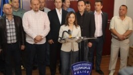 Ministarka Gordana Jankuloska na konferenciji za novinare povodom hapšenja, 1. maj 2012.