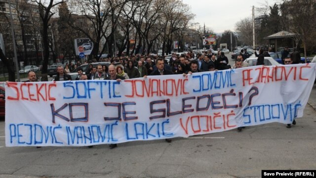 Montenegro - Media representatives and Podgorica residents protest the March 7 attack against "Vijesti" reporter Olivera Lakic . 08Mar2012