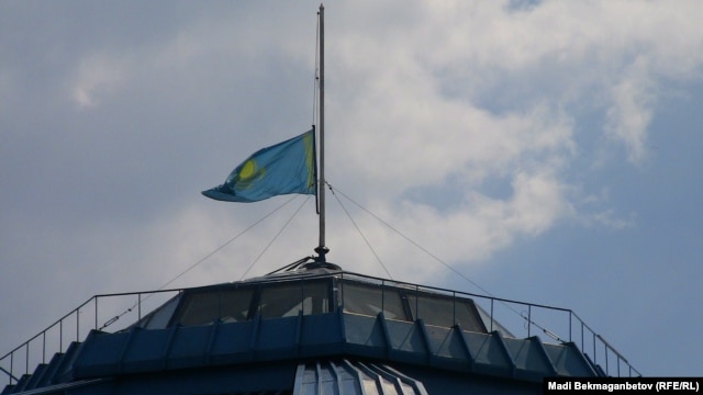 The Kazakh flag was at half-mast atop the national museum and other official buildings on June 5 to honor the dead border troops and ranger.