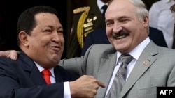 Venezuelan President Hugo Chavez (left) and Belarusian President Alyaksandr Lukashenka in June 2012.