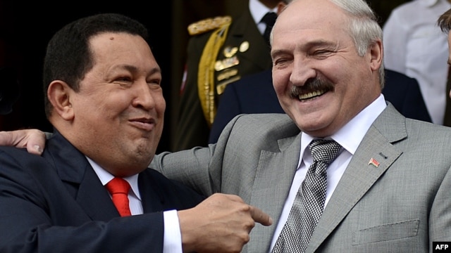Venezuelan President Hugo Chavez (left) and Belarusian President Alyaksandr Lukashenka in June 2012.