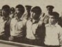 Активисты Декабрьских событий в Алматы - E. Копесбаев, T. Ташенов, K. Рыскулбеков, K. Кузембаев - на скамье подсудимых. Алматы, 16 июня 1987 года. Фото Юрия Беккера.
