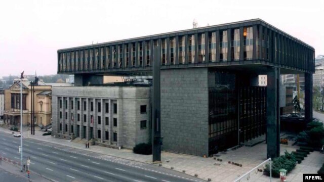 RFE/RL's former headquarters near Wenceslas Square in central Prague, the old home of the Czechoslovak parliament