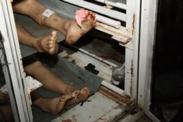 Трупы погибших в результате событий 16 декабря 2011 года в Жанаозене. Морг города Жанаозен, 18 декабря 2011 года.