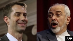 U.S. Senator Tom Cotton (left) and Iranian Foreign Minister Mohammad Javad Zarif
