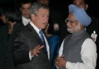Bush talks with Indian Prime Minister  Manmohan Singh in New Delhi on March 1 (epa)