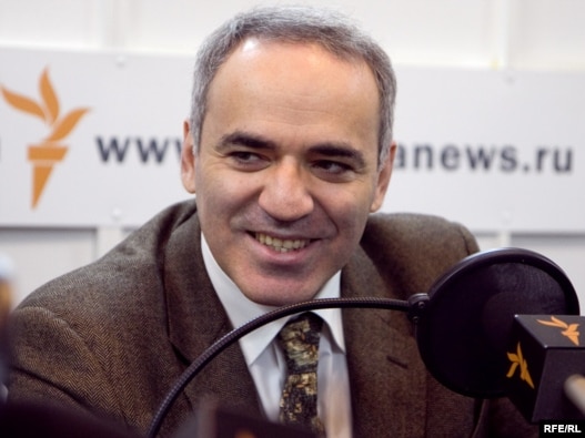Former world chess champion turned opposition 
politician Garry Kasparov in RFE/RL's Moscow studios during a previous 
interview.