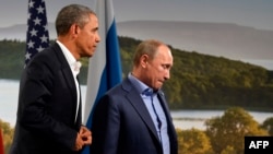 U.S. President Barack Obama (left) and Russian President Vladimir Putin during the G8 summit at the Lough Erne resort near Enniskillen in Northern Ireland on June 17.