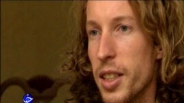 Iranian TV shows a long-haired man of European appearance in his 30s identified as Slovak Matej Valuch on January 16.