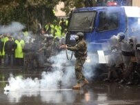 Police fire tear gas in Tbilisi on November 7 (epa)