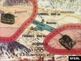 Mapa sarajevskog tunela i okoline za vrijeme opsade Sarajeva