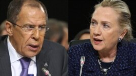 Fotografi e kombinuar e zonjës Clinton dhe e zotit Lavrov nga takimi në Irlandë