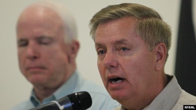 U.S. Senator Lindsey Graham (right) is a supporter of drone strikes.