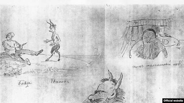 Рисунки Пушкина к рукописи "Сказки о попе и работнике его Балде" (Федеральная электронная библиотека "Русская литература и фольклор")