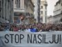 Hiljade ljudi protestovale su protiv nasilja u Beogradu nakon nasilne smrti francuskog navijača Brisa Tatona - fotografija iz arhive: Vesna Anđić