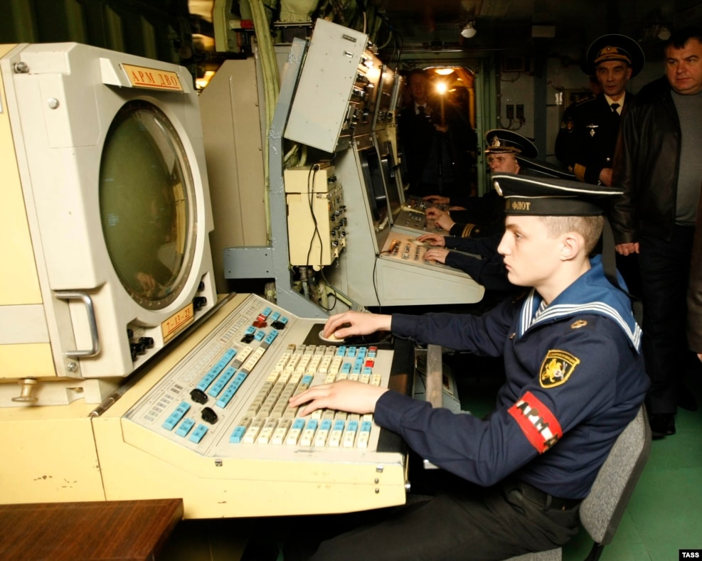 A radar operator aboard the Admiral Kuznetsov. Fully crewed, the vessel is home to 2,626 sailors and air crew. No figures for crew ages are available for the Russian carrier, but the average age aboard a comparable U.S. Nimitz-class aircraft carrier is 19.