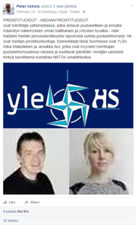 Пост в социальных сетях с нападками на Джессику Аро и ее коллегу