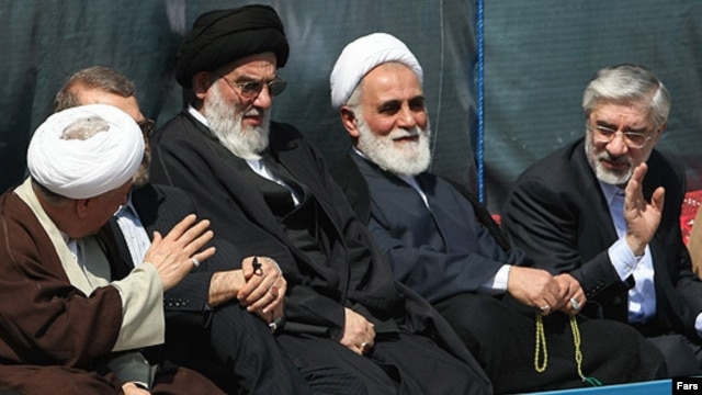 Mir Hossein Musavi is pictured far right.