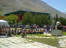 Tajikistan -- Protest gathering in the center of Khorugh, Badakhshan, 18June2008