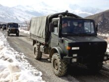 Turkey -- Turkish soldiers return to their bases after launching a ground incursion across the border into Iraq in pursuit of separatist Kurdish rebels,  Hakkari, at the Turkey-Iraq border, 29Feb2008