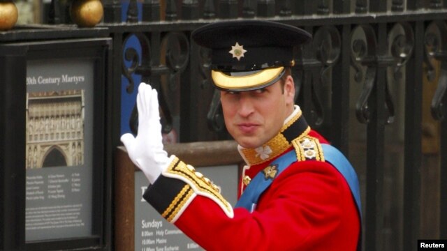 Britanski princ William snimljen na dan vjenčanja sa Kate Middleton, London,29. april 2011.   